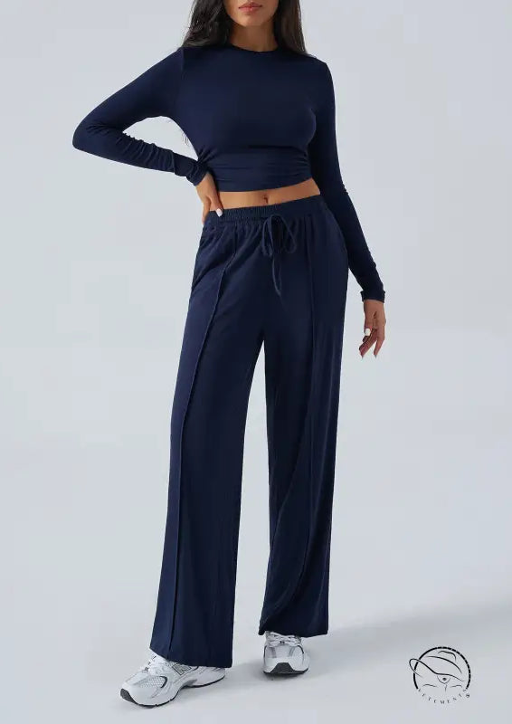 Winter Waist Tight Wide Leg Casual Pants