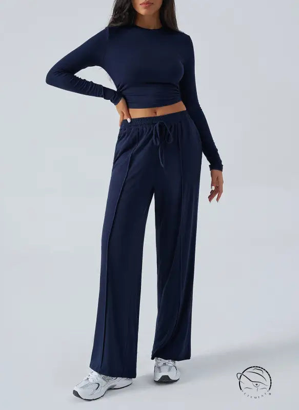 Winter Waist Tight Wide Leg Casual Pants