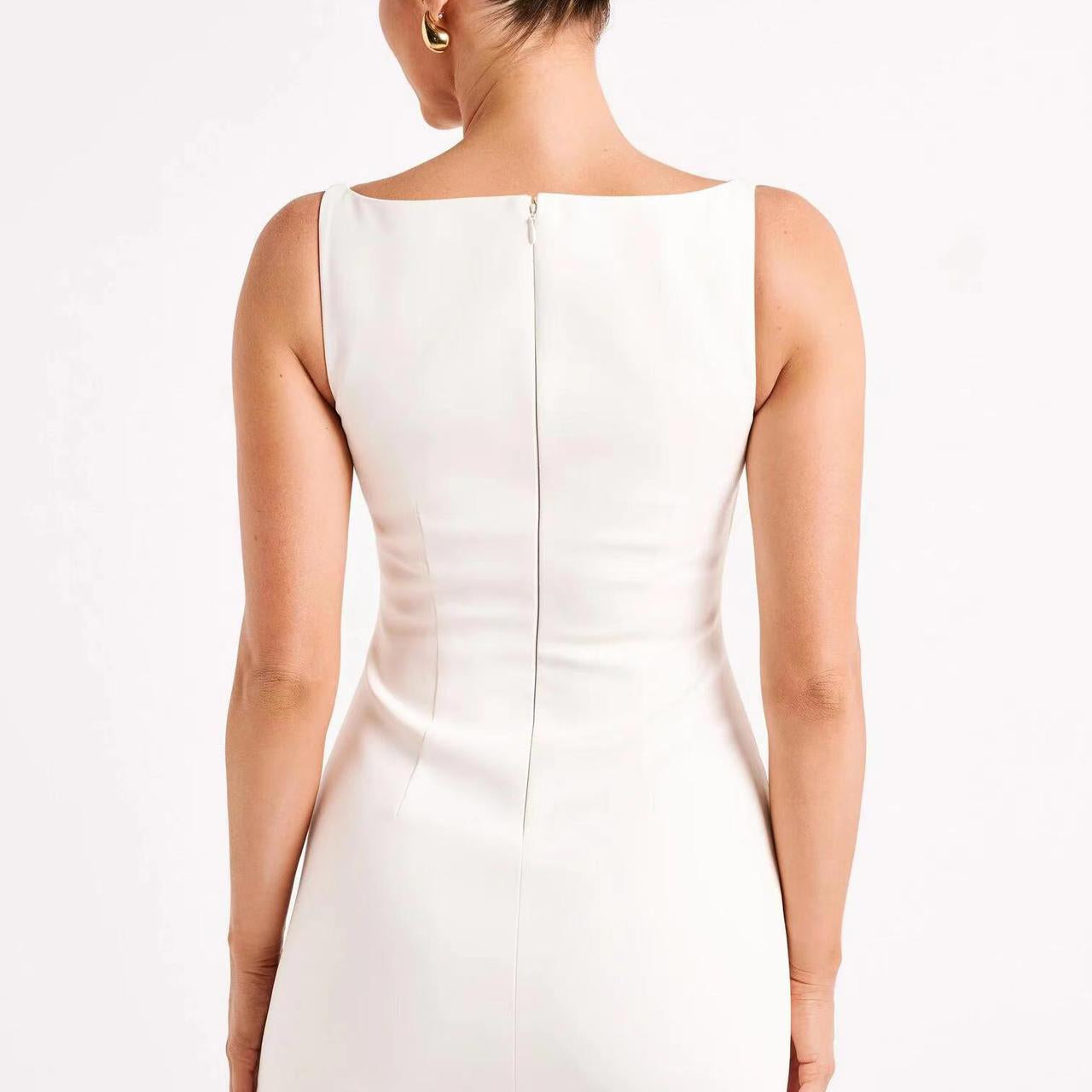 Back view of Gorgeous White Slim Short Dress, a trendy addition to any ملابس collection
