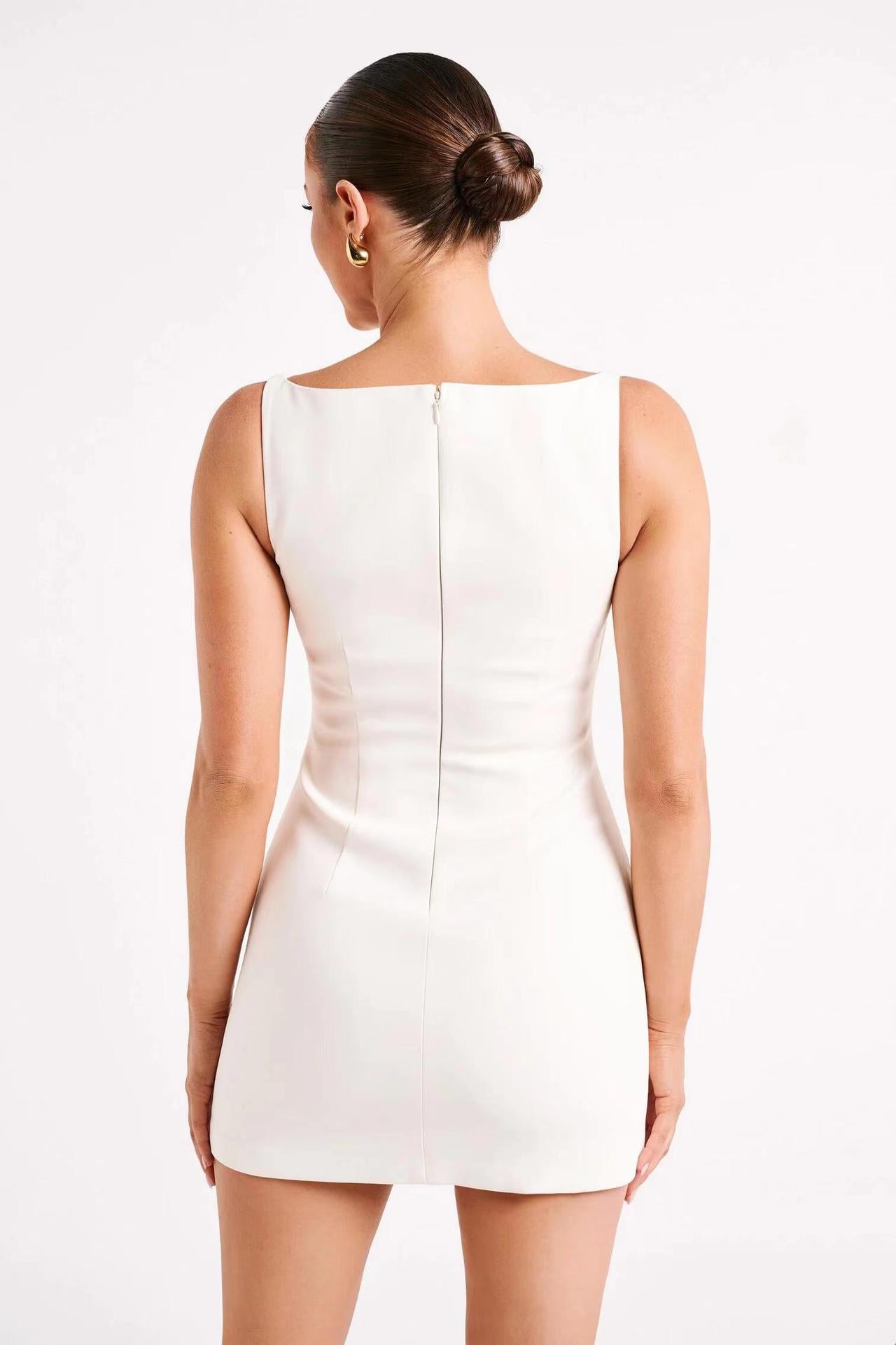 Back view of Gorgeous White Slim Short Dress, a trendy addition to any ملابس collection
