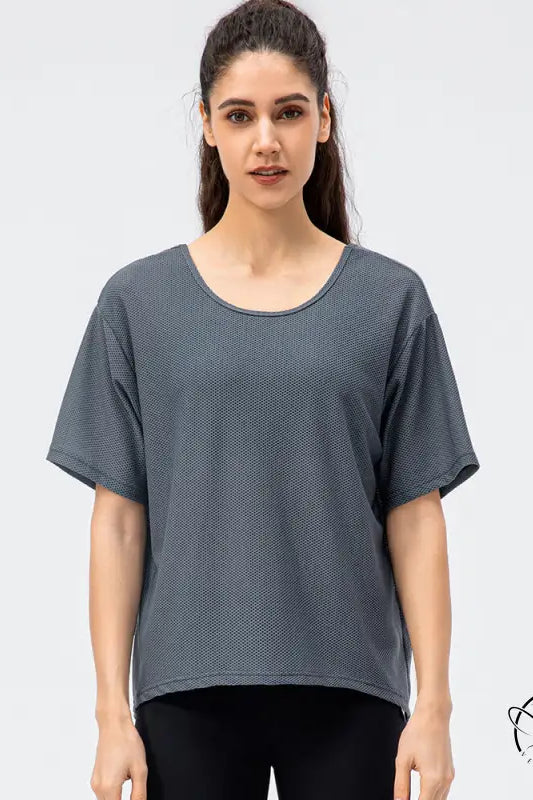 Breathable Round Neck t Shirt Running Casual Workout Top