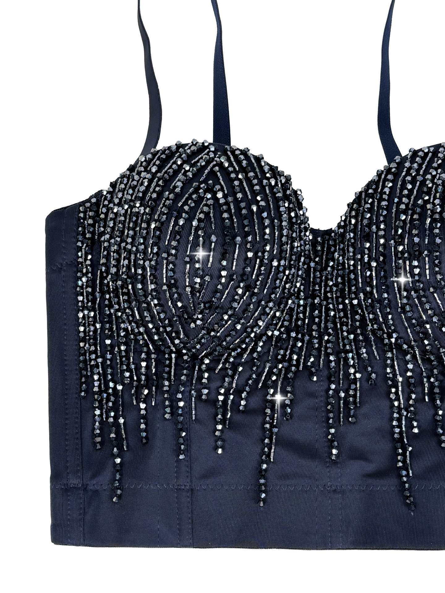 Elegant langry black beaded halter corset with intricate fashion design