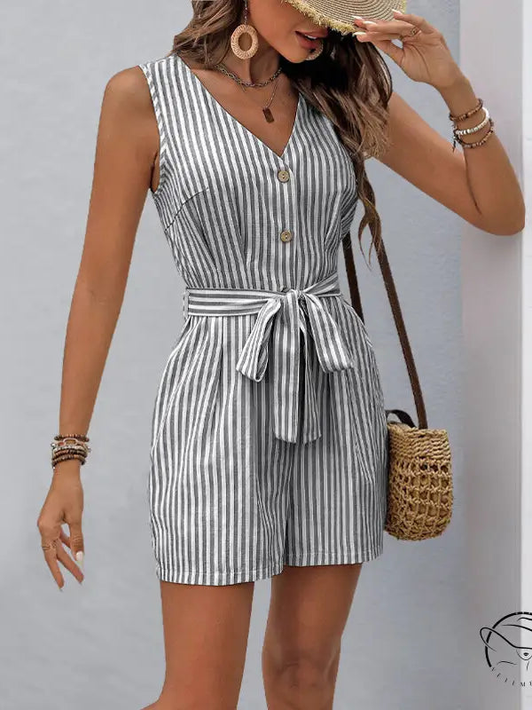 Beautiful summer jumpsuit with sleeveless striped design