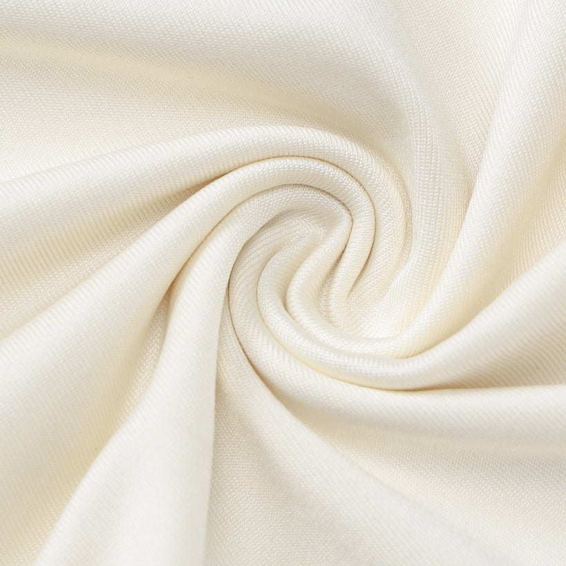 Swirled off-white fabric of Bow Drawstring Long Sleeve Autumn Lace Backless Set in fashion