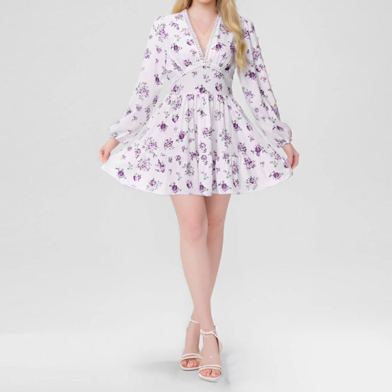 Floral print mini dress from Sweet Elegance embodies chic langry fashion ملابس
