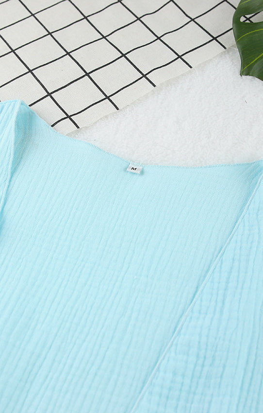 Mint green crinkled cotton crepe top in Langry fashion pajamas