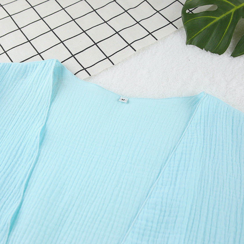 Mint green crinkled cotton crepe top in Langry fashion pajamas