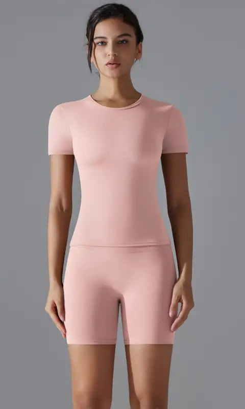 Spring Autumn t Shirt Quick Drying Yoga Clothes Short Sleeve Slim Fit Fitness Blouse Outdoor Running Sports Suit Women