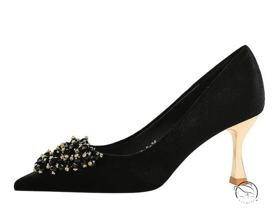 Metal Floral Comfortable High Heel