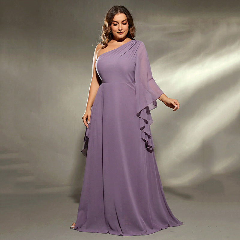 Lavender one-shoulder chiffon gown from Purple One Shoulder Evening Dress fashion collection