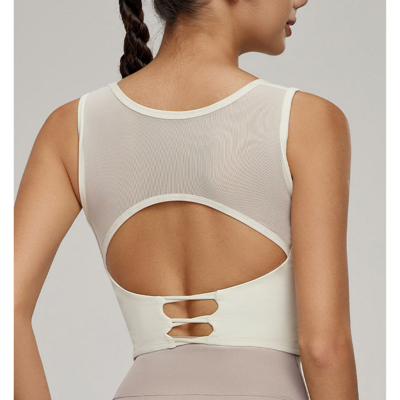 Beauty Back Mesh Workout Top featuring a stylish mesh upper back and fashionable ملابس for women