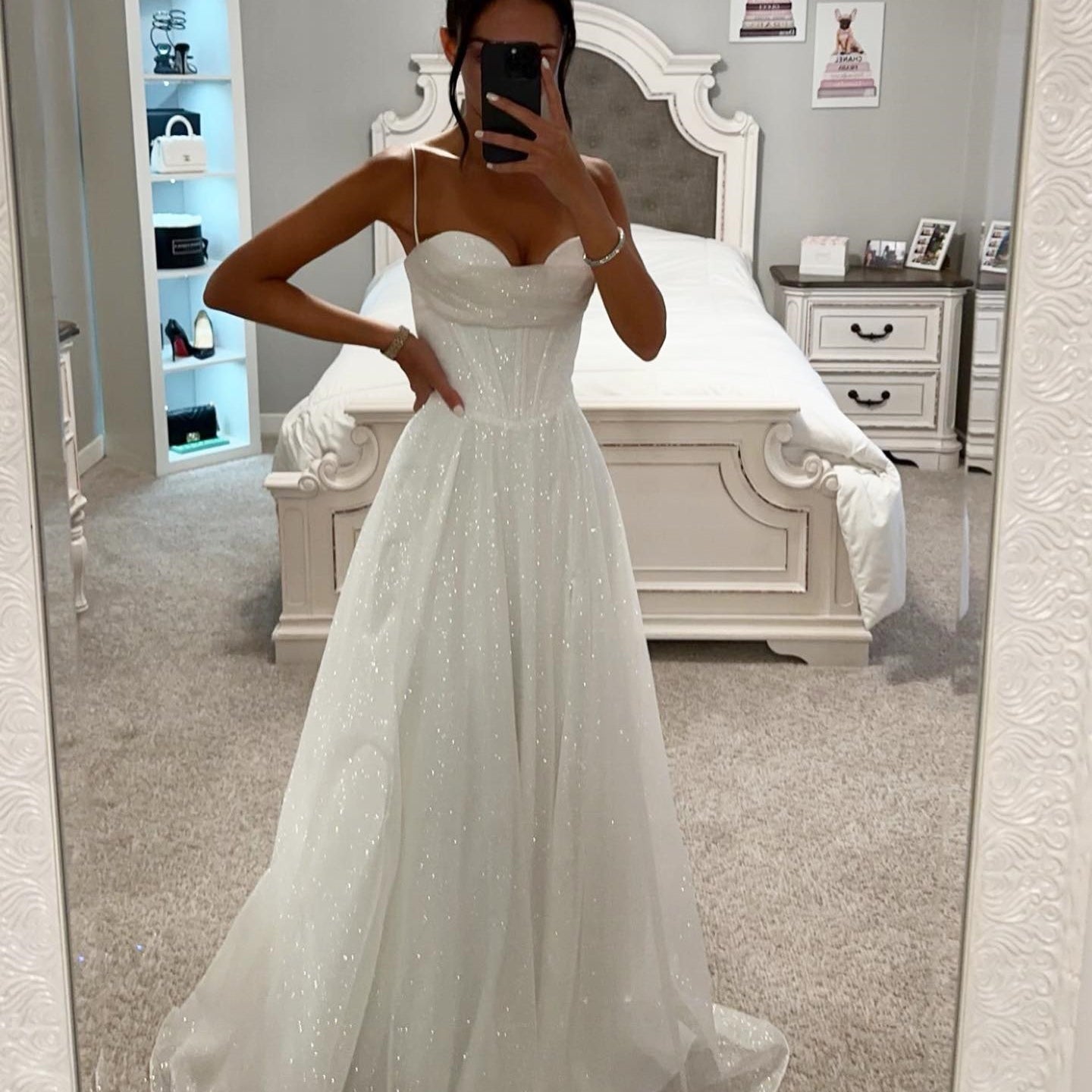 Sparkly white formal dress from Gilding Sling Large Swing Dress, perfect for langry fashion and ملابس elegance