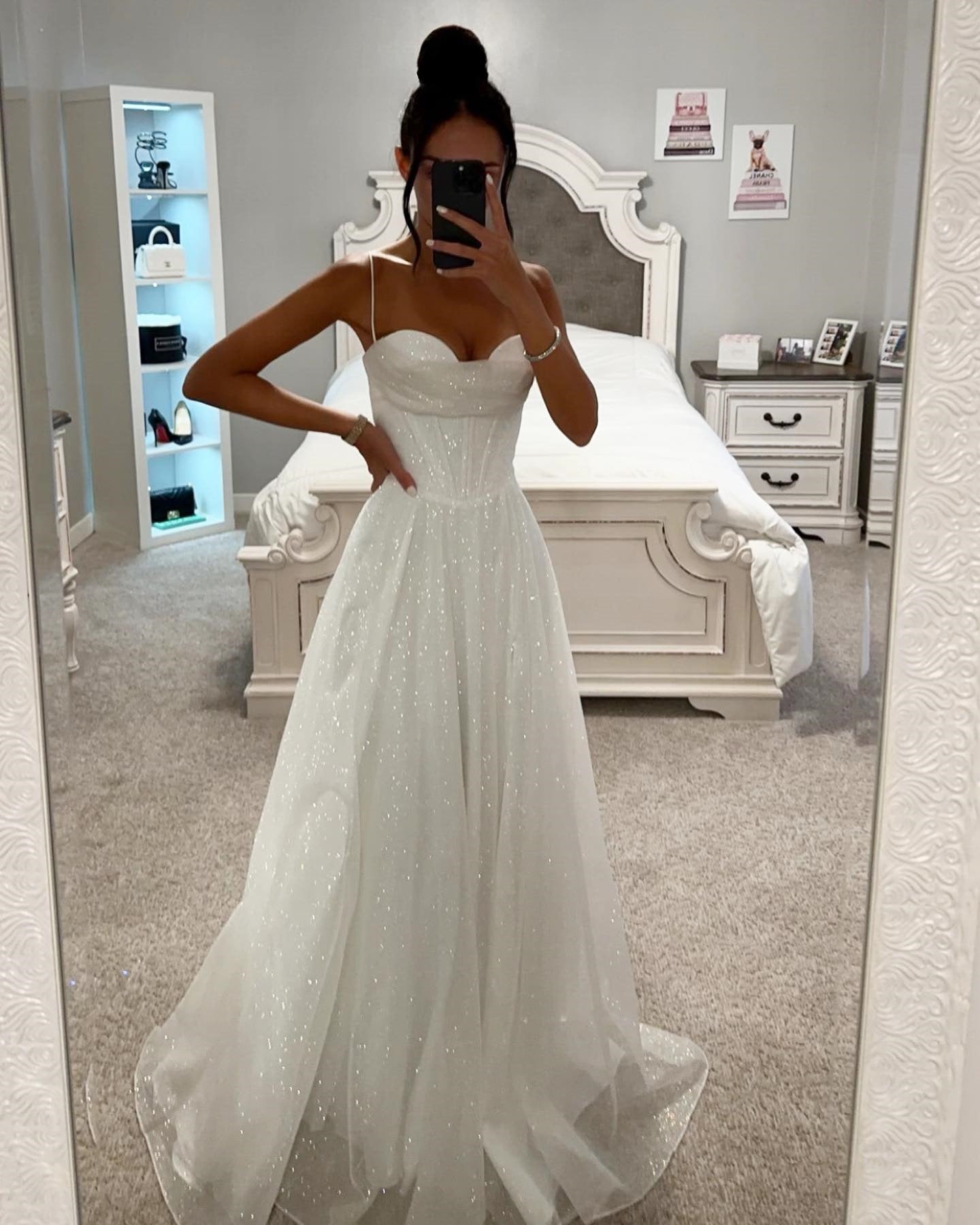 Sparkly white formal dress from Gilding Sling Large Swing Dress, perfect for langry fashion and ملابس elegance