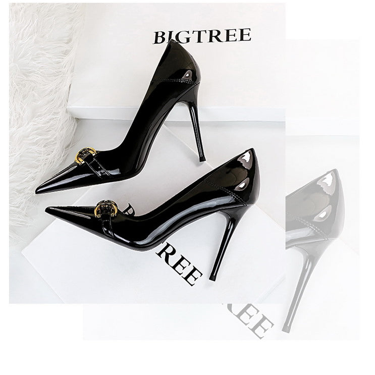 Shiny Patent Leather Office High Heel