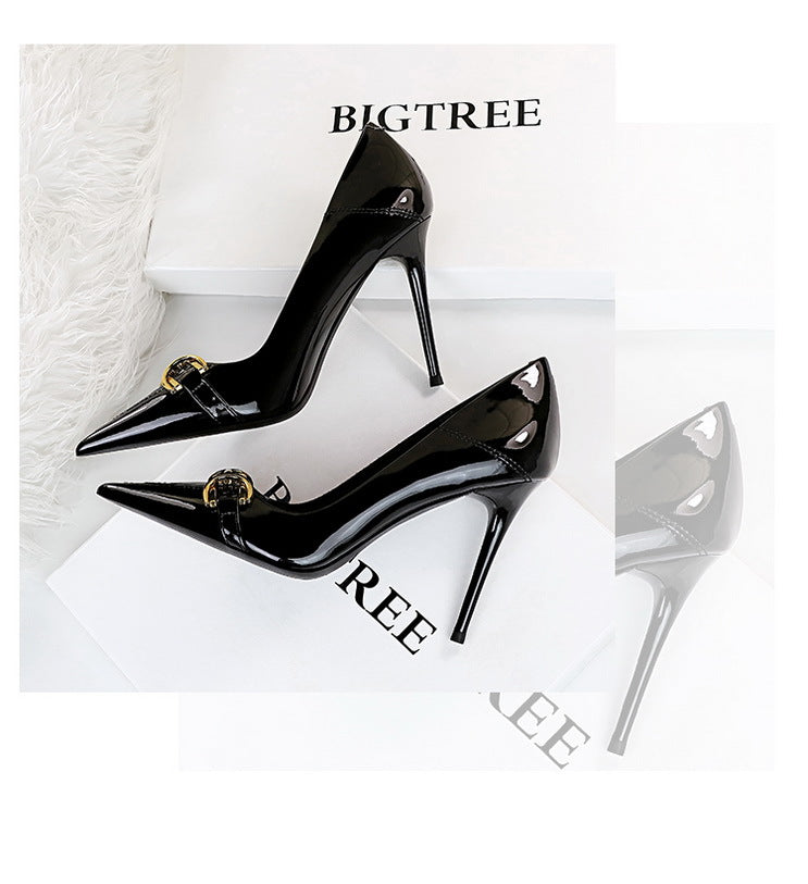 Shiny Patent Leather Office High Heel