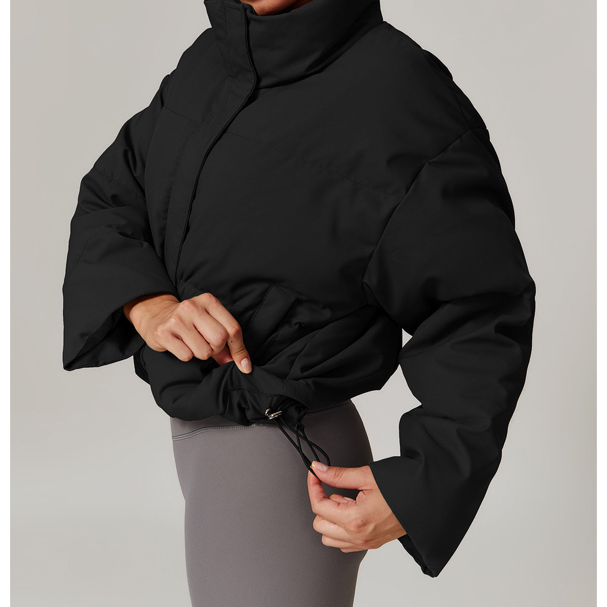 Black puffer jacket with drawstring from Comfortable Warm Jacket, a stylish fashion ملابس option