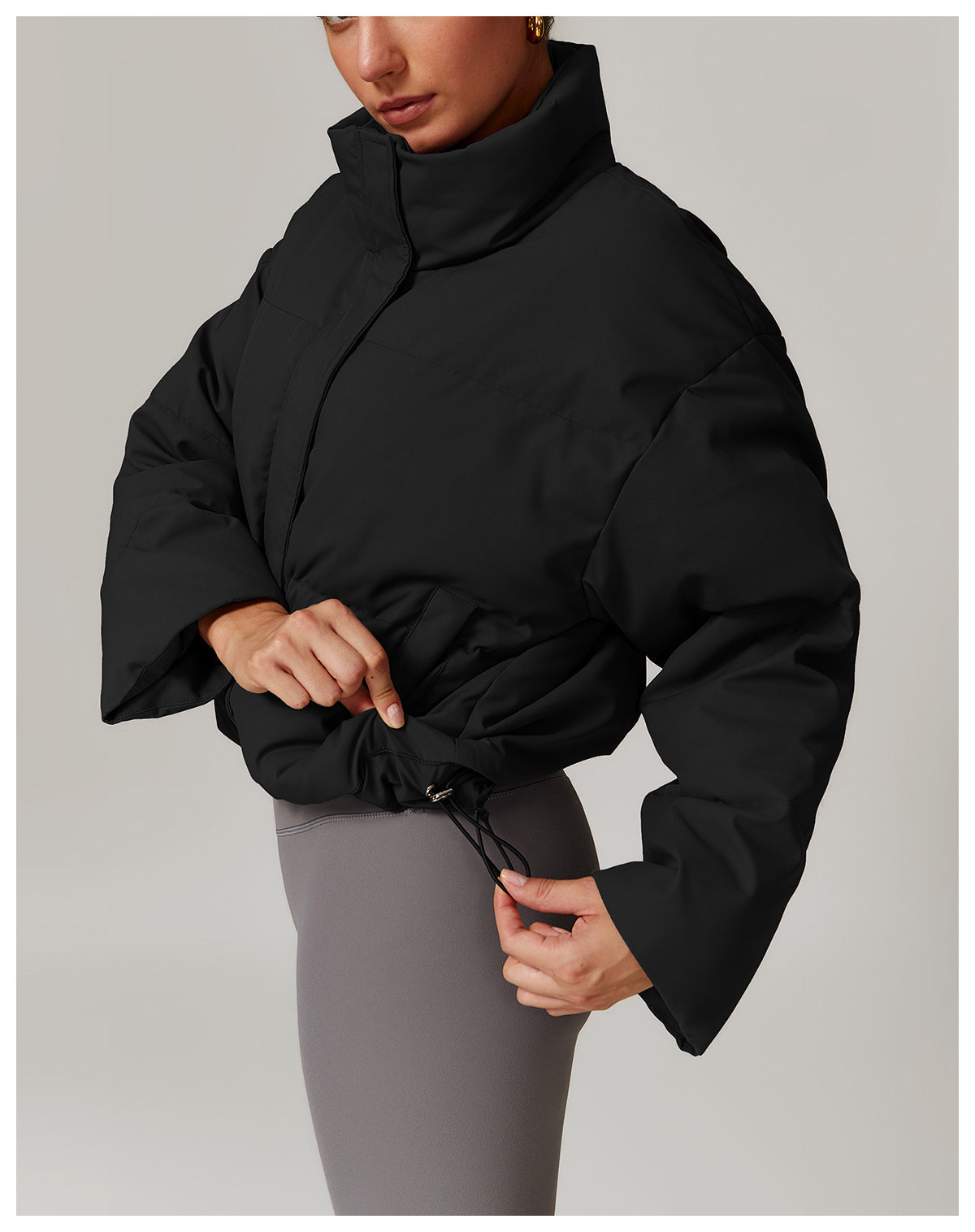 Black puffer jacket with drawstring from Comfortable Warm Jacket, a stylish fashion ملابس option