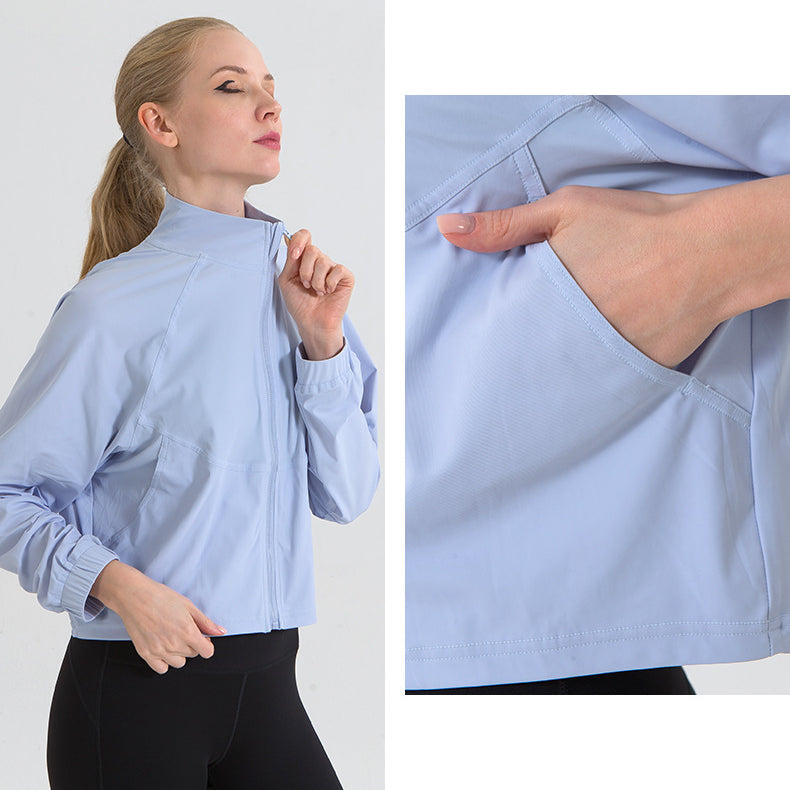 Autumn Winter Zip Up Shirt Women Girllulu Sports Top Stand Collar Loose Breathable Fitness Clothes Coat