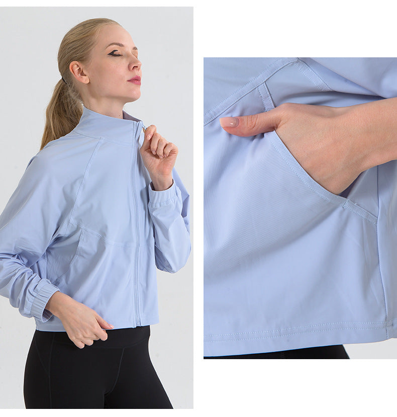 Autumn Winter Zip Up Shirt Women Girllulu Sports Top Stand Collar Loose Breathable Fitness Clothes Coat