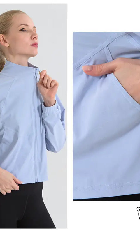 Autumn Winter Zip Up Shirt Women Girllulu Sports Top Stand Collar Loose Breathable Fitness Clothes Coat