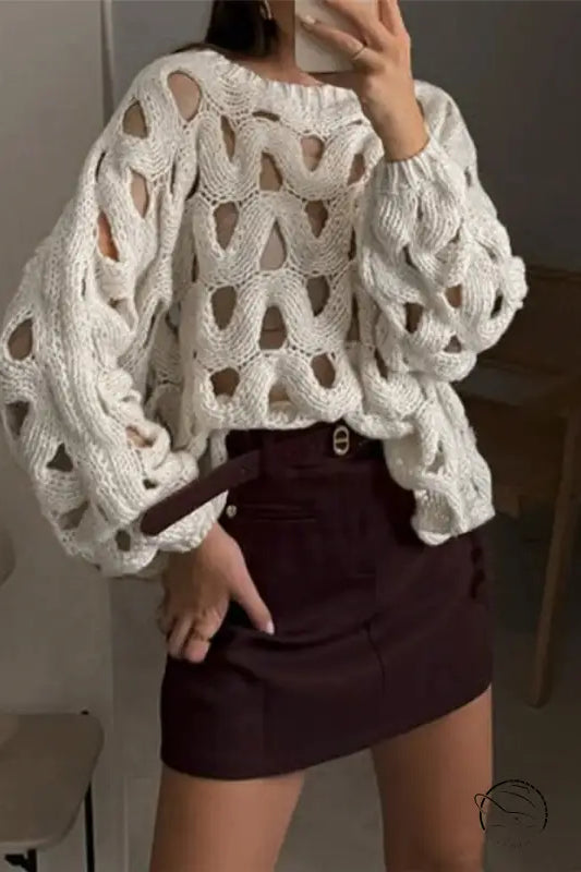 Casual Vacation Hook Floral Sweater Pullover