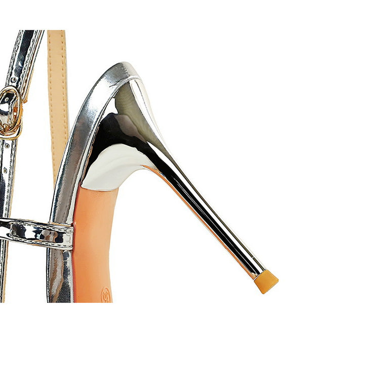 High Grade Metal Pointed Toe Strap Heels