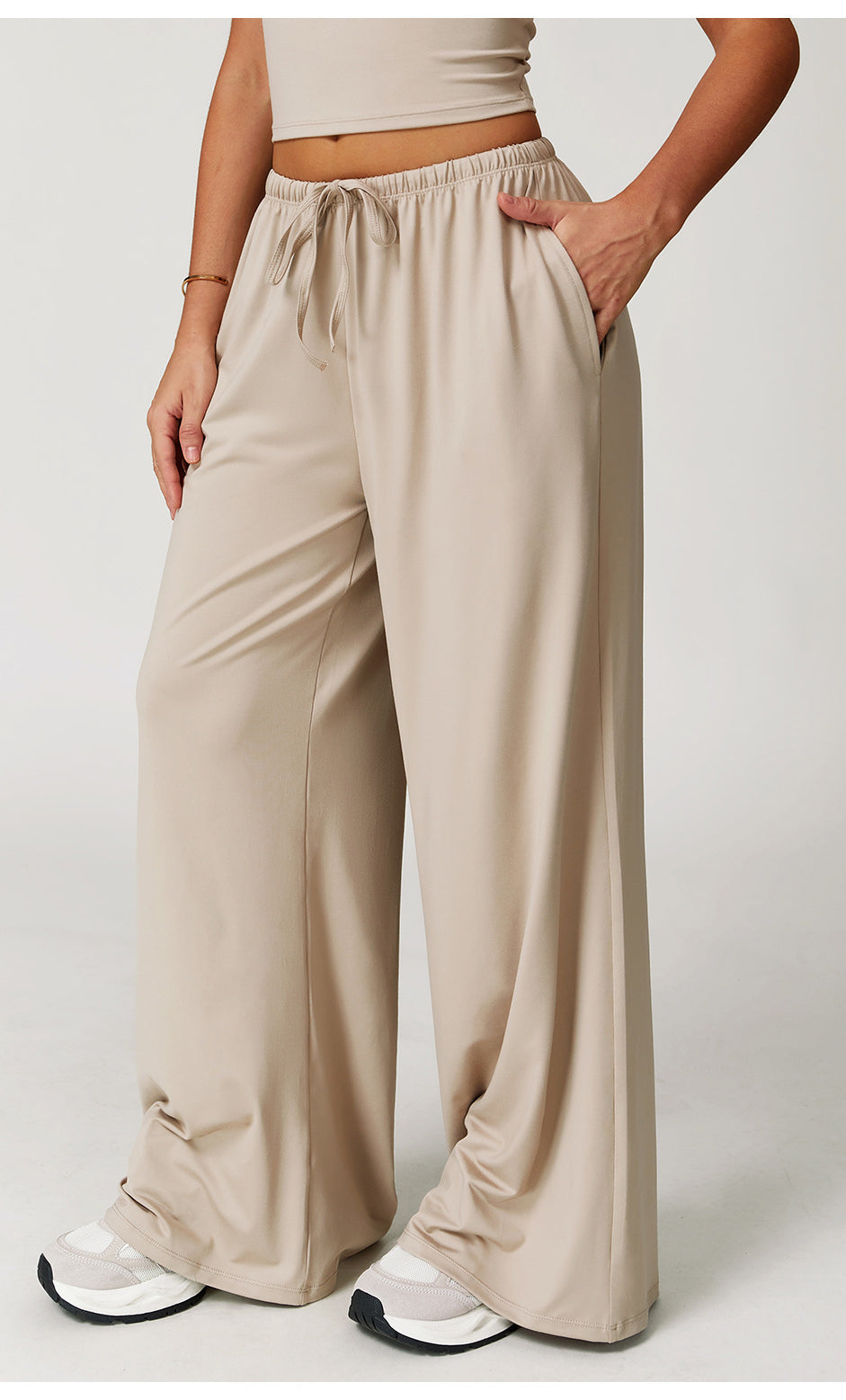 Embellished Wide Leg Loose Casual Pants