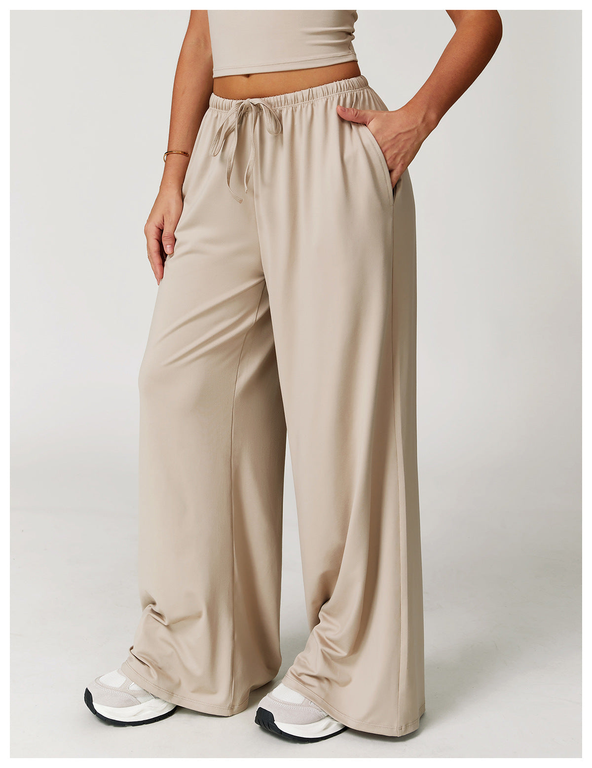 Embellished Wide Leg Loose Casual Pants