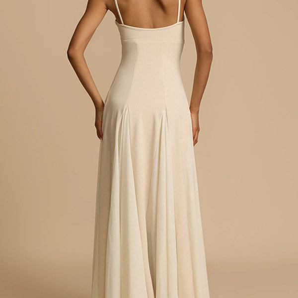 Ivory casual loose large spaghetti strap swing dress for comfortable summer wear