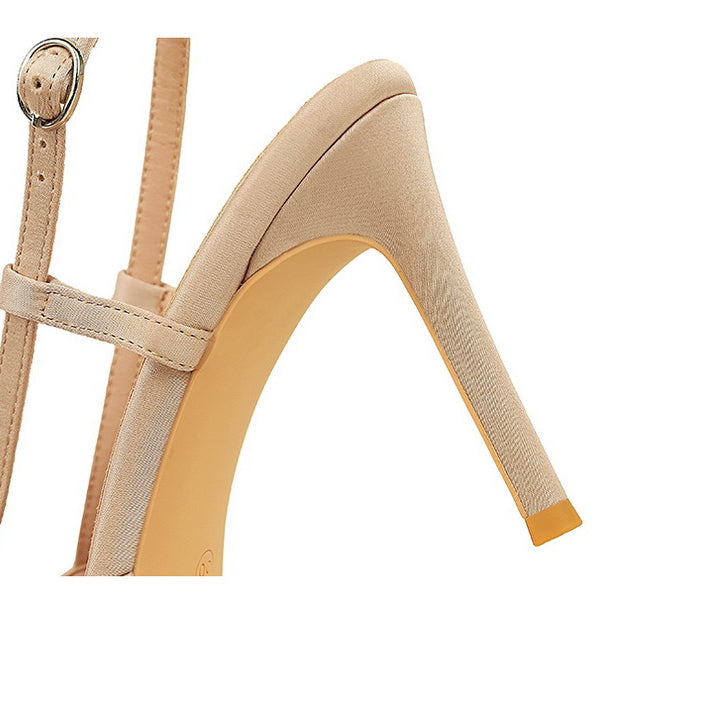 Satin Bow Color Block Pointed High Heel