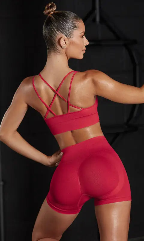 Seamless Beauty Back Bra Vest Shorts Peach Hip Yoga Clothes Sports Running Fitness Pants