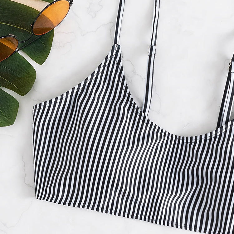 Striped bikini top from High Waist Triangle Bikini collection showcasing stylish swimwear
