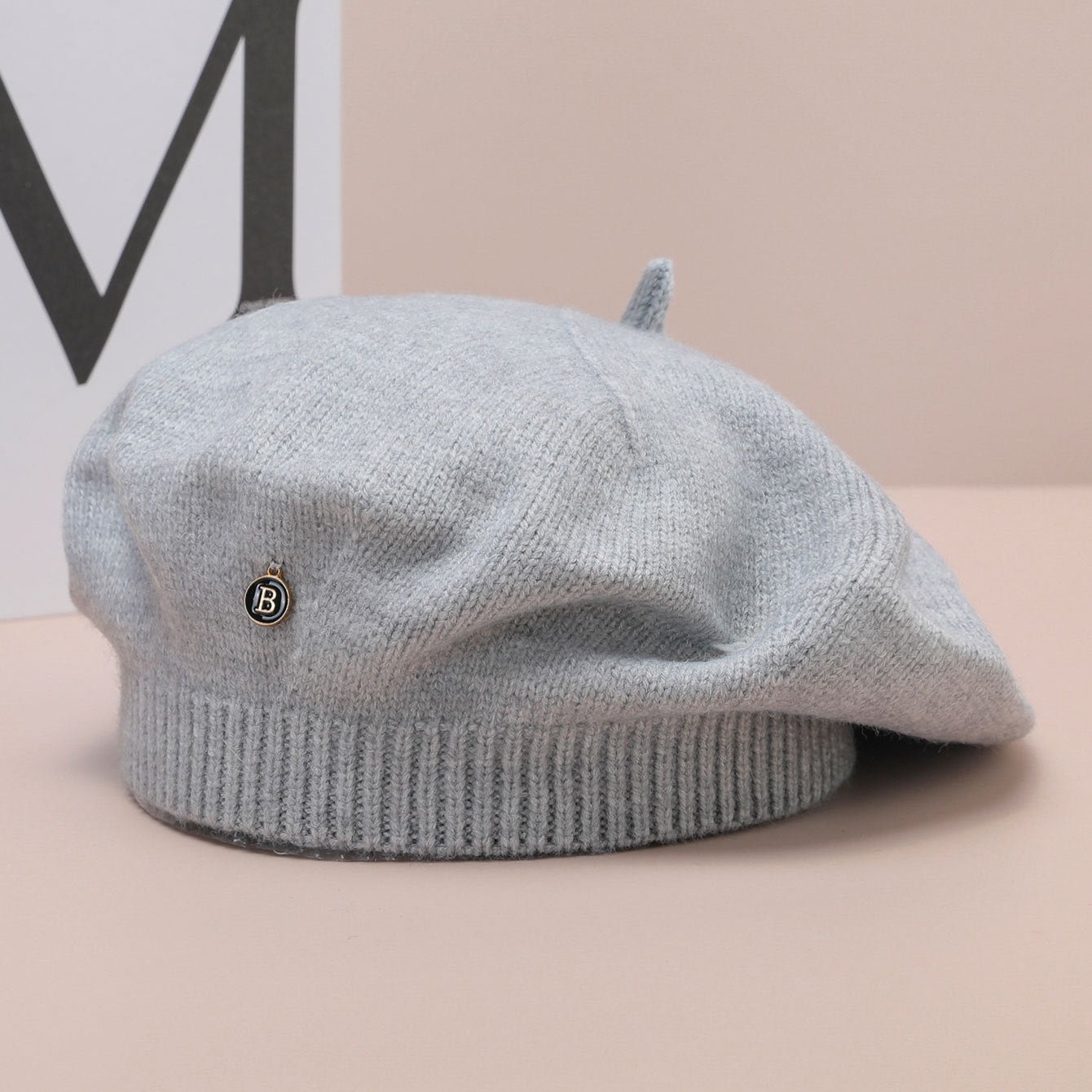 Light blue knitted beret from Knitted Korean Small Painter Cloud Hat, a stylish fashion ملابس accessory