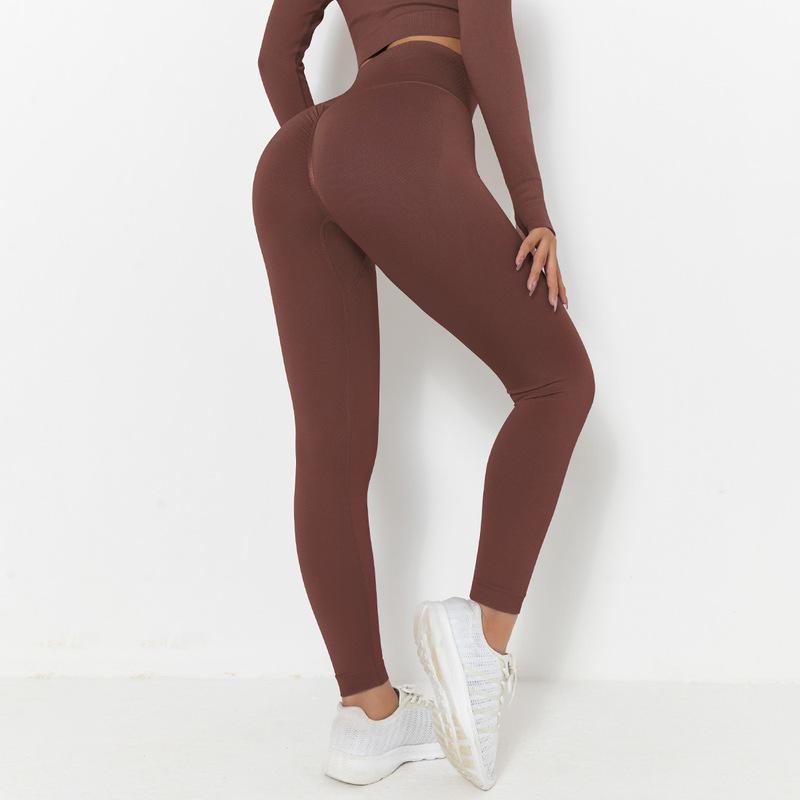 High Waist Stretch Training Yoga Pant in brown athletic leggings for fashionable ملابس