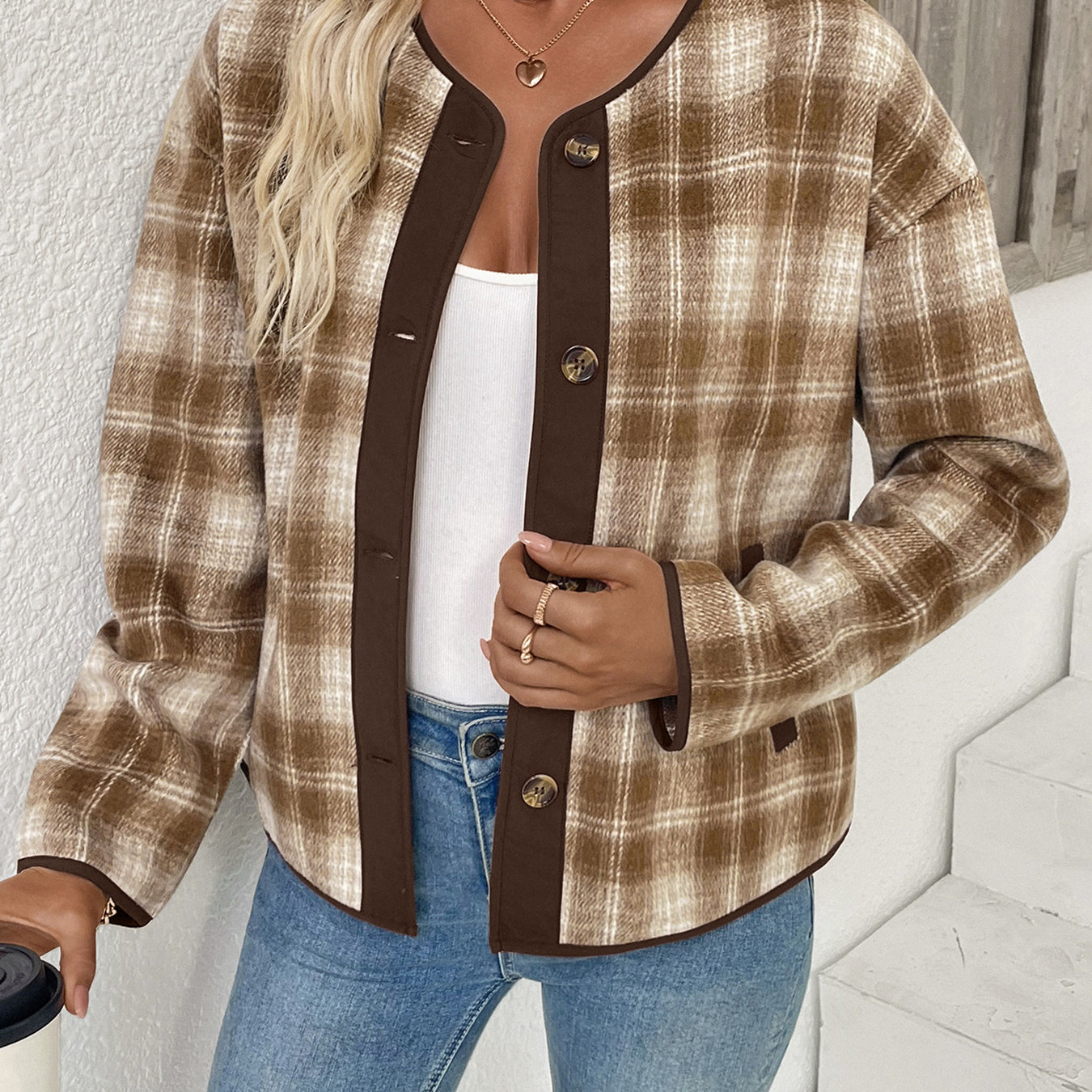Winter Casual Plaid Cardigan Jacket