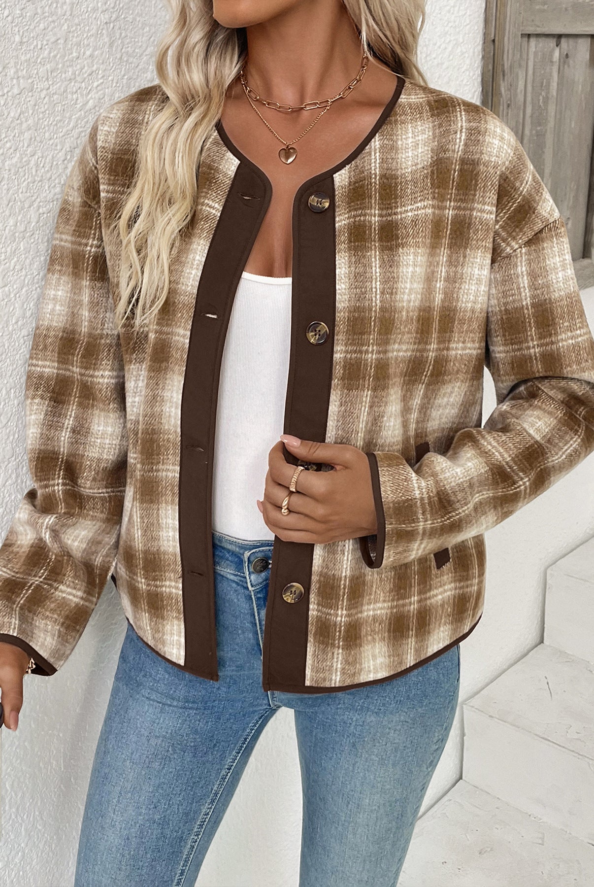 Winter Casual Plaid Cardigan Jacket