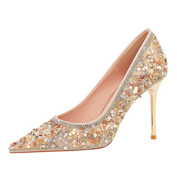 French Small Sharp Point High Heels