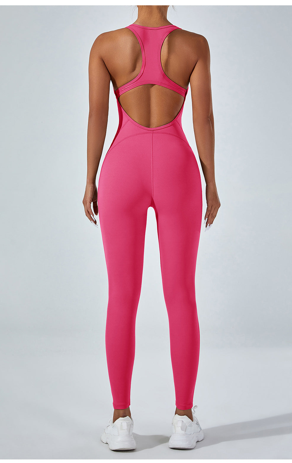 Vibrant pink langry fashion yoga one-piece jumpsuit with racerback and cutouts