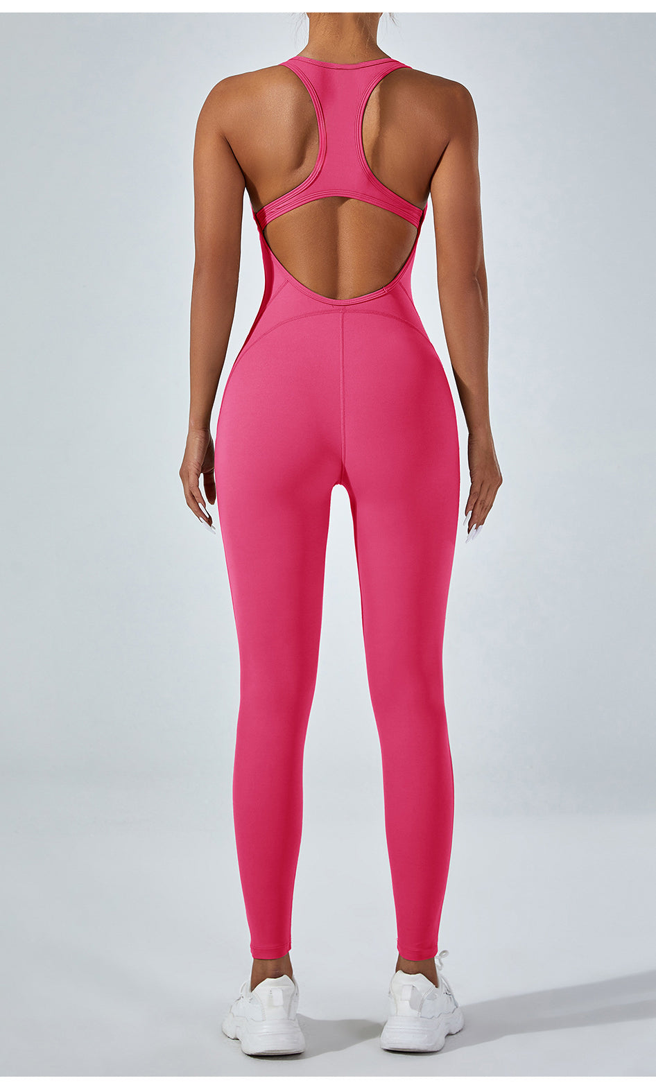 Vibrant pink langry fashion yoga one-piece jumpsuit with racerback and cutouts