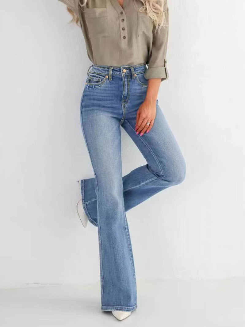 Slim Stretch High Waisted Cut Pants Jeans