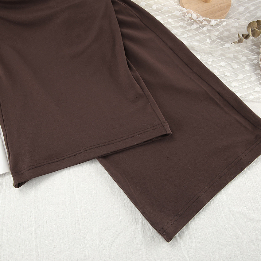 Solid brown long sleeve pants from Soft Comfortable Cardigan Long Sleeve Pants Suit