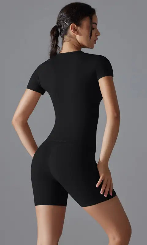 Spring Autumn t Shirt Quick Drying Yoga Clothes Short Sleeve Slim Fit Fitness Blouse Outdoor Running Sports Suit Women