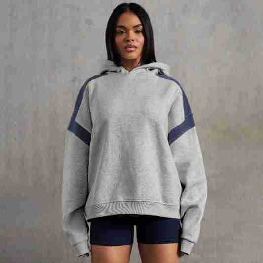 Gray hoodie with navy accents from Langry, ideal for trendy fashion ملابس choices
