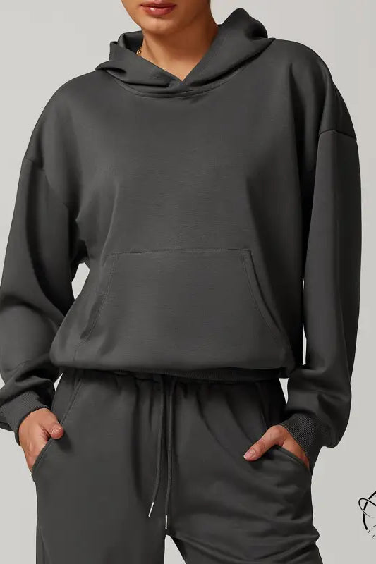 Langry fashionable gray hoodie and sweatpants set for casual ملابس