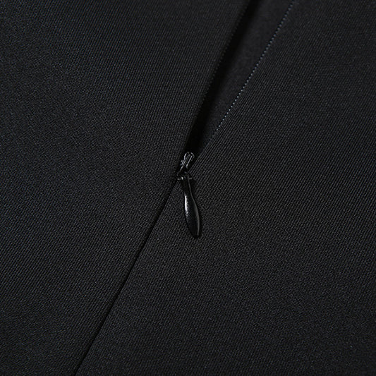 Elegant black fabric with zipper detail for High Class Elegant A Line Dress in fashion style