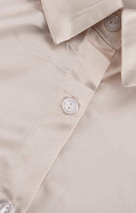 Stitching Bell Sleeve Polo Collar Top Loose Trousers Two Piece Sets