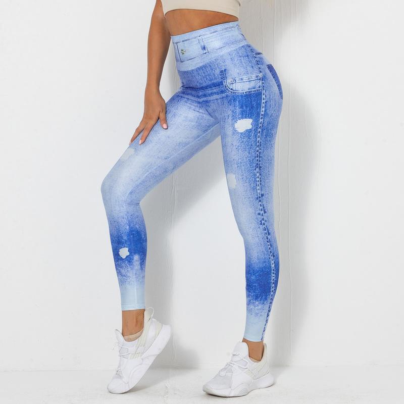 Denim Blue Tight High Elastic Quick Drying Yoga Pants