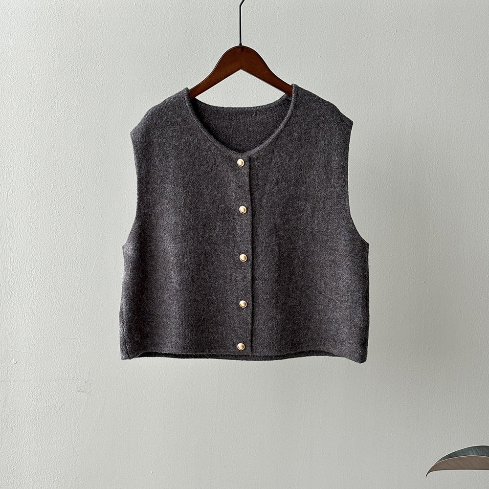 Gray button-down sweater vest from Gentle Knitted Vest, a stylish fashion ملابس item