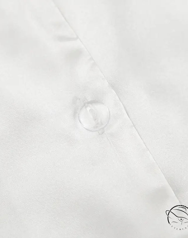 White satin nightgown with clear button, luxury home wear fashion