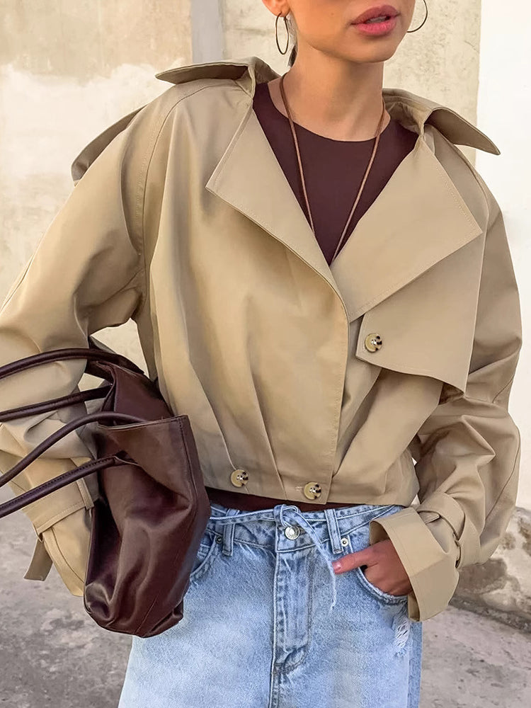 Autumn Khaki Double Breasted Langry Fashion Trench Coat
